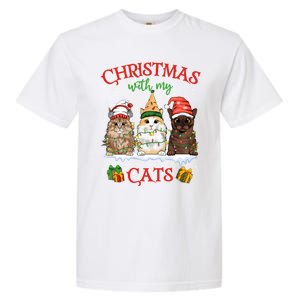 Merry And Bright With Cats Christmas With My Cats Meaningful Gift Garment-Dyed Heavyweight T-Shirt