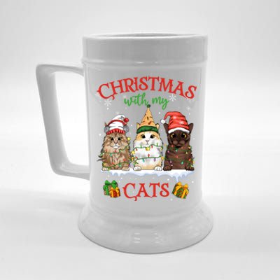 Merry And Bright With Cats Christmas With My Cats Meaningful Gift Beer Stein