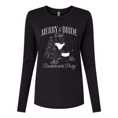 Merry And Bride Club Bachelorette Party Cocktail Christmas Womens Cotton Relaxed Long Sleeve T-Shirt