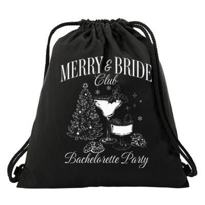 Merry And Bride Club Bachelorette Party Cocktail Christmas Drawstring Bag