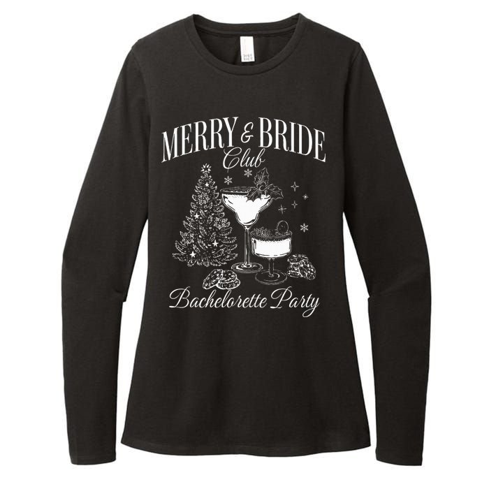 Merry And Bride Club Bachelorette Party Cocktail Christmas Womens CVC Long Sleeve Shirt