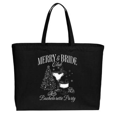 Merry And Bride Club Bachelorette Party Cocktail Christmas Cotton Canvas Jumbo Tote