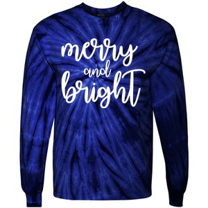 Merry And Bright Festive Christmas Holiday Tie-Dye Long Sleeve Shirt