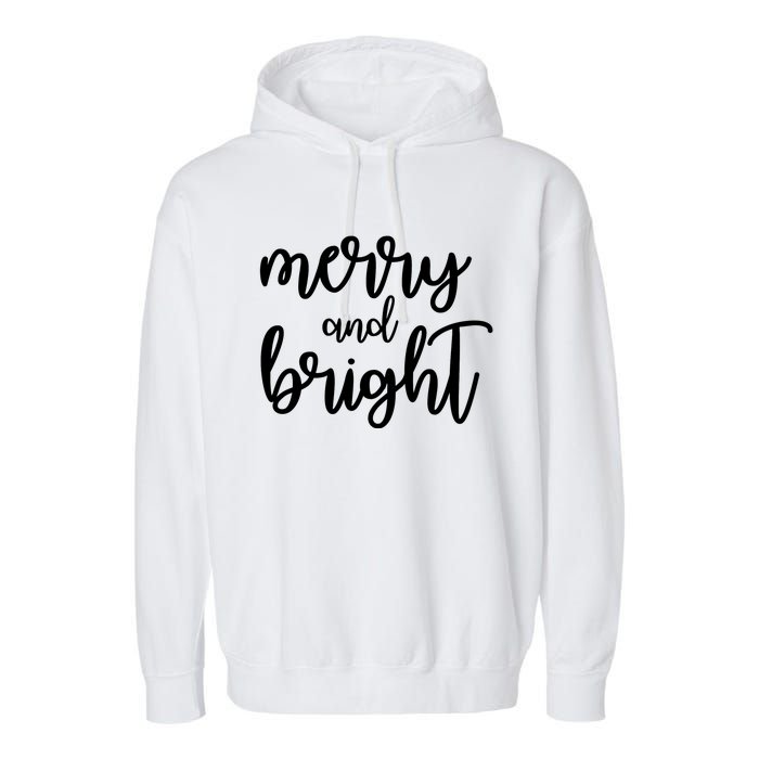 Merry And Bright Festive Christmas Holiday Garment-Dyed Fleece Hoodie