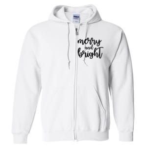 Merry And Bright Festive Christmas Holiday Full Zip Hoodie