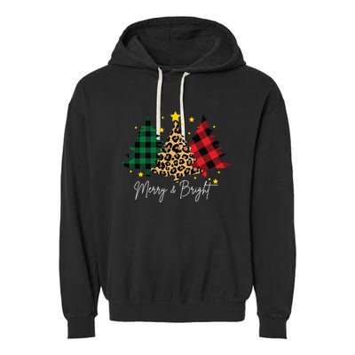 Merry And Bright Christmas Tree Festive Garment-Dyed Fleece Hoodie