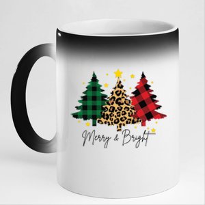 Merry And Bright Christmas Tree Festive 11oz Black Color Changing Mug