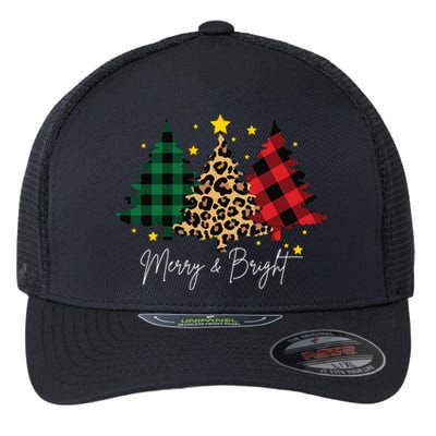 Merry And Bright Christmas Tree Festive Flexfit Unipanel Trucker Cap