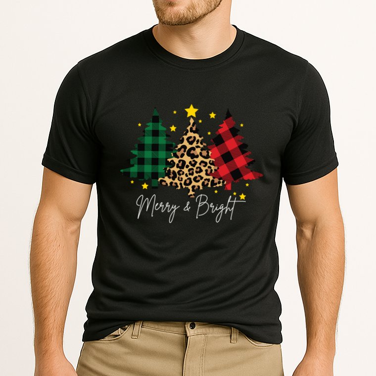 Merry And Bright Christmas Tree Festive Performance Shirt