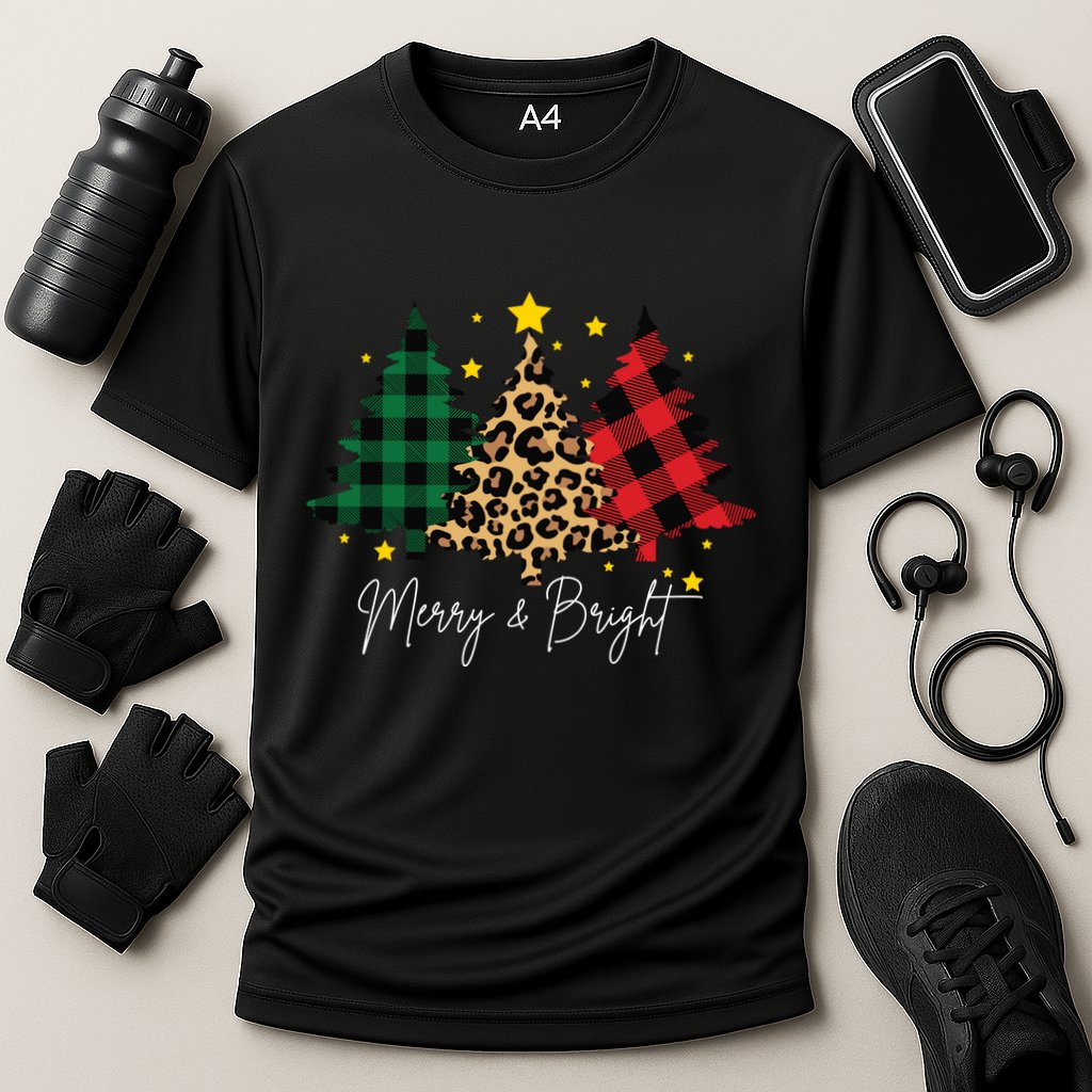 Merry And Bright Christmas Tree Festive Performance Shirt
