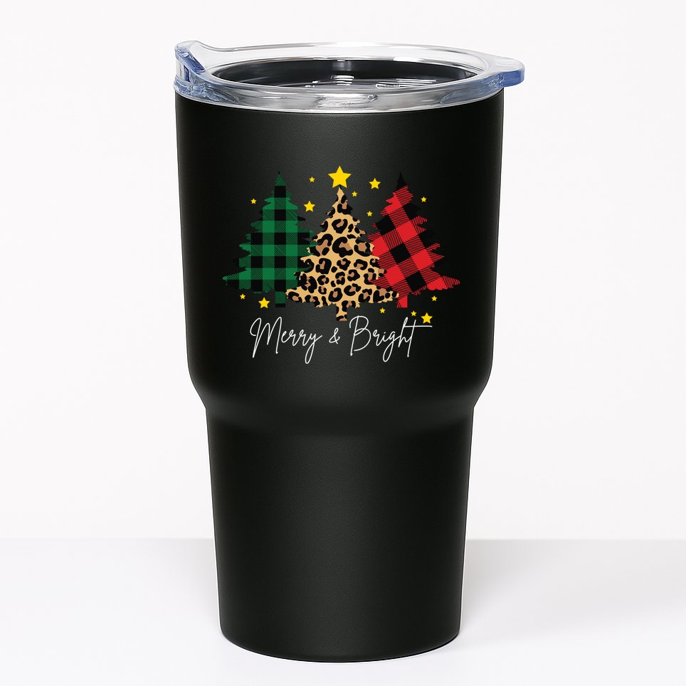 Merry And Bright Christmas Tree Festive Tumbler