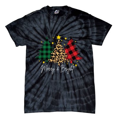 Merry And Bright Christmas Tree Festive Tie-Dye T-Shirt