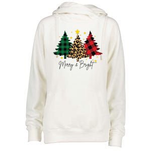 Merry And Bright Christmas Tree Festive Womens Funnel Neck Pullover Hood