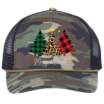 Merry And Bright Christmas Tree Festive Retro Rope Trucker Hat Cap