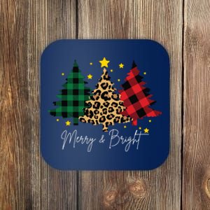 Merry And Bright Christmas Tree Festive Coaster