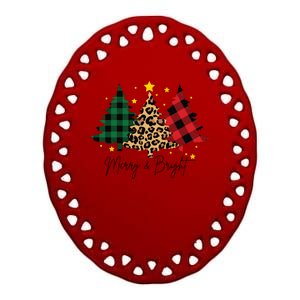 Merry And Bright Christmas Tree Festive Ceramic Oval Ornament