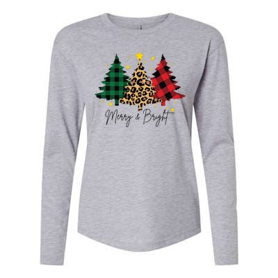 Merry And Bright Christmas Tree Festive Womens Cotton Relaxed Long Sleeve T-Shirt