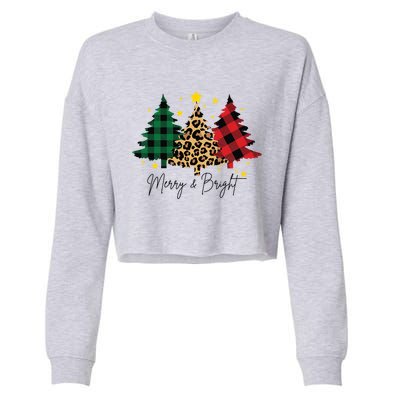 Merry And Bright Christmas Tree Festive Cropped Pullover Crew