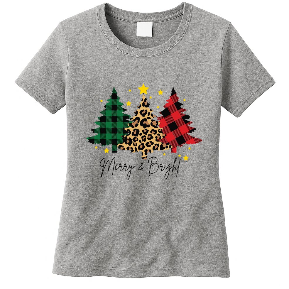 Merry And Bright Christmas Tree Festive Womens T-Shirt