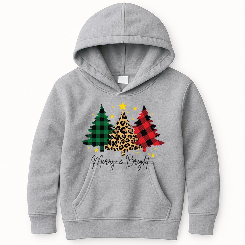 Merry And Bright Christmas Tree Festive Kids Hoodie