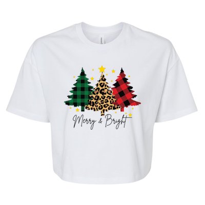 Merry And Bright Christmas Tree Festive Bella+Canvas Jersey Crop Tee