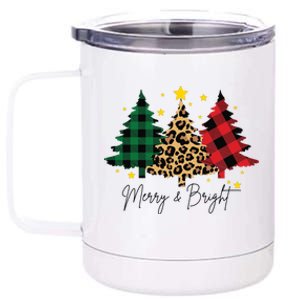 Merry And Bright Christmas Tree Festive 12 oz Stainless Steel Tumbler Cup