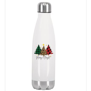 Merry And Bright Christmas Tree Festive Stainless Steel Insulated Water Bottle