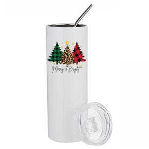 Merry And Bright Christmas Tree Festive Stainless Steel Tumbler