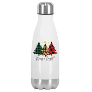 Merry And Bright Christmas Tree Festive Stainless Steel Insulated Water Bottle