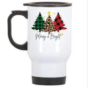 Merry And Bright Christmas Tree Festive Stainless Steel Travel Mug