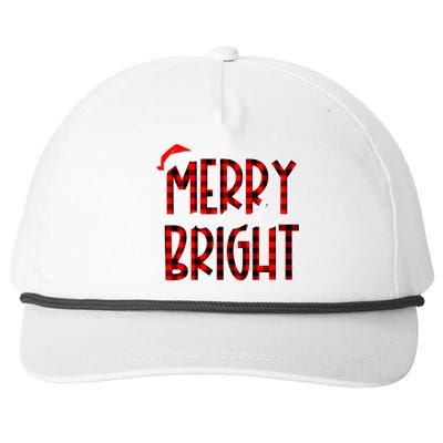 Merry And Bright Buffalo Plaid Red Santa Hat Christmas Xmas Snapback Five-Panel Rope Hat