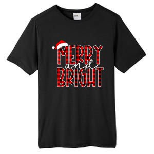 Merry And Bright Buffalo Plaid Red Santa Hat Christmas Xmas Tall Fusion ChromaSoft Performance T-Shirt