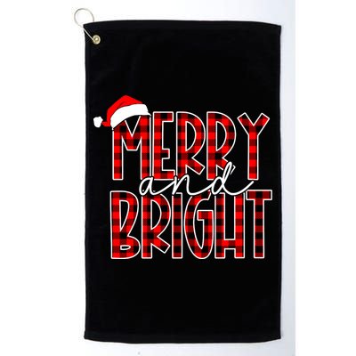 Merry And Bright Buffalo Plaid Red Santa Hat Christmas Xmas Golf Towel