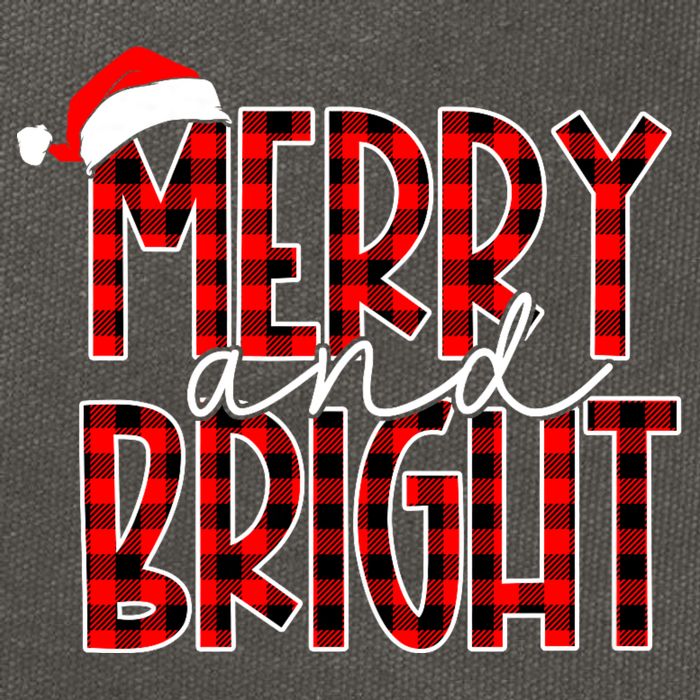 Merry And Bright Buffalo Plaid Red Santa Hat Christmas Xmas Cotton Canvas Backpack