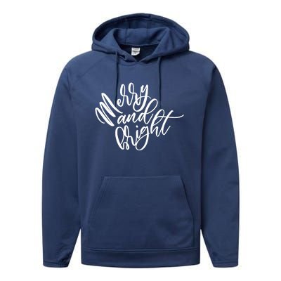 Merry And Bright Holiday Christmas Cheer Performance Fleece Hoodie