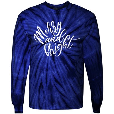 Merry And Bright Holiday Christmas Cheer Tie-Dye Long Sleeve Shirt