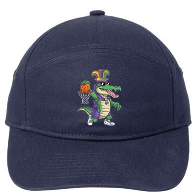 Mardigator Alligator Basketball Dunking Mardi Gras Boy 7-Panel Snapback Hat