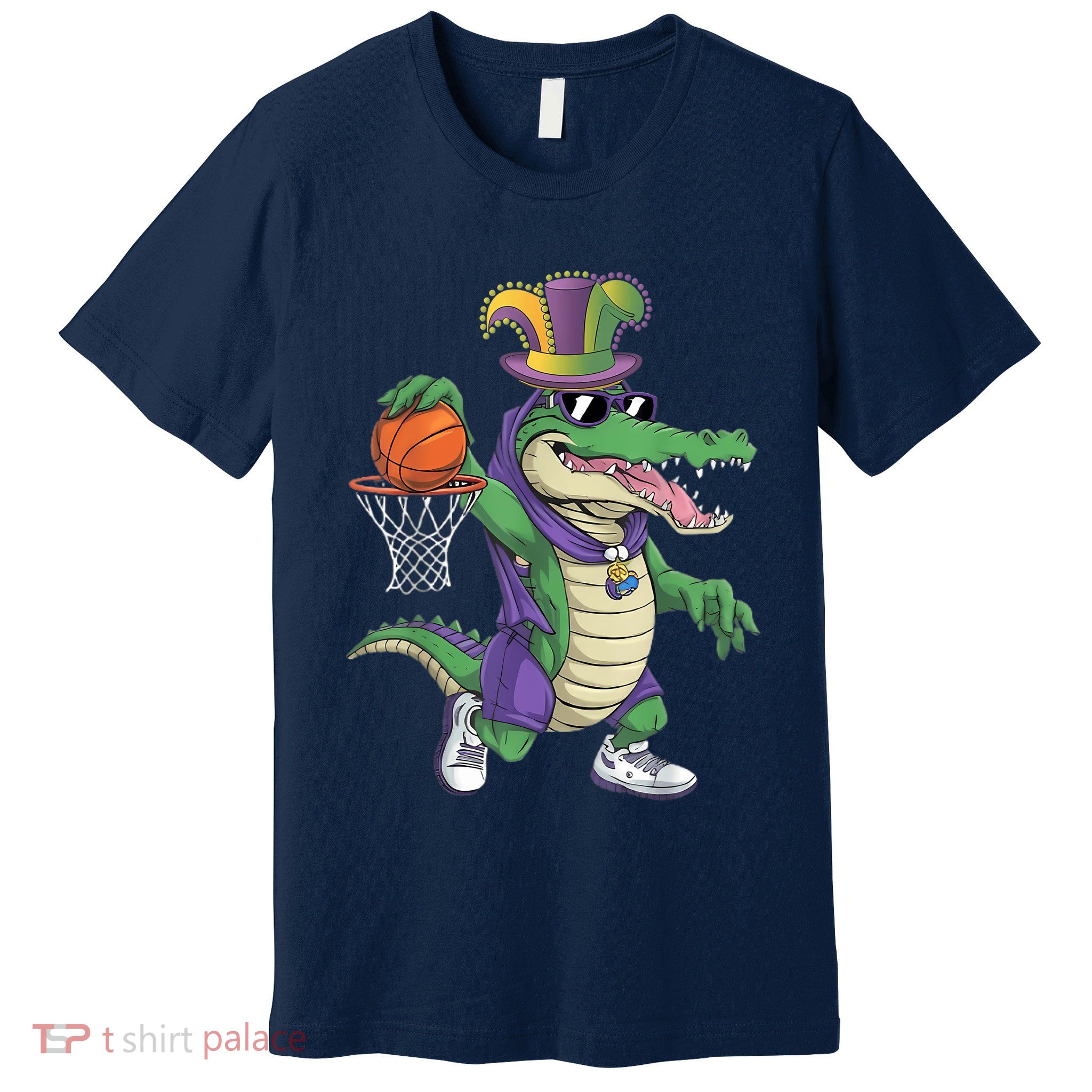 Mardigator Alligator Basketball Dunking Mardi Gras Boy Premium T-Shirt