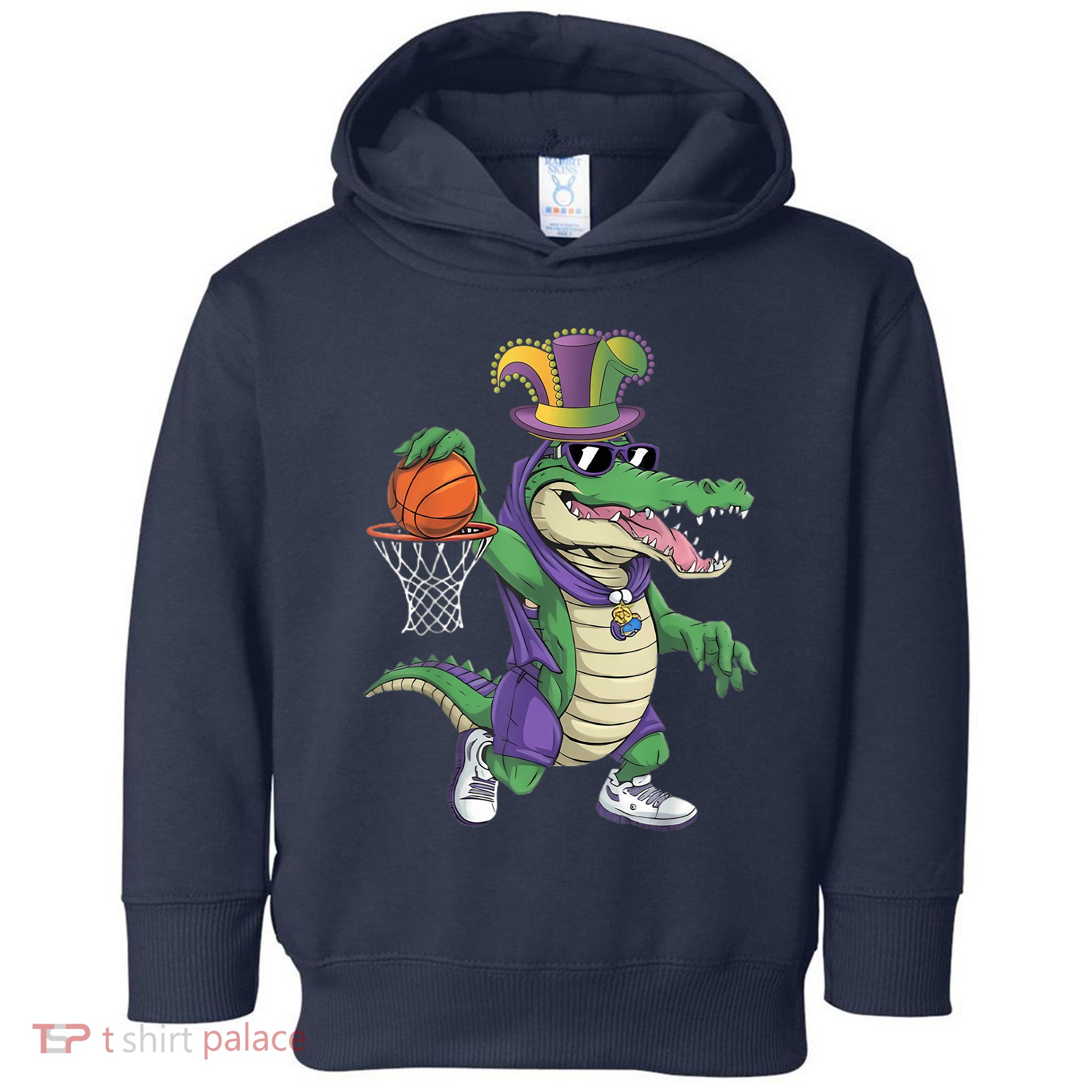 Mardigator Alligator Basketball Dunking Mardi Gras Boy Toddler Hoodie