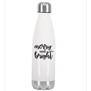 Merry And Bright Christmas Day Holiday Party Stainless Steel Insulated Water Bottle