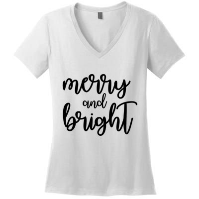 Merry And Bright Christmas Day Holiday Party Women's V-Neck T-Shirt