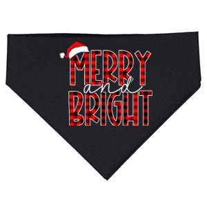 Merry and Bright Buffalo Plaid Red Santa Hat Christmas Xmas  USA-Made Doggie Bandana