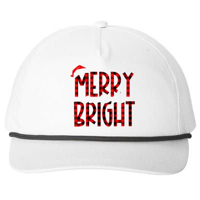 Merry and Bright Buffalo Plaid Red Santa Hat Christmas Xmas  Snapback Five-Panel Rope Hat