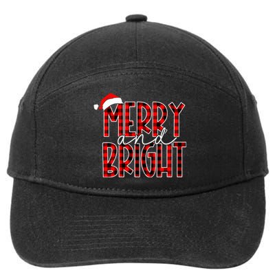 Merry and Bright Buffalo Plaid Red Santa Hat Christmas Xmas  7-Panel Snapback Hat