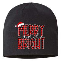 Merry and Bright Buffalo Plaid Red Santa Hat Christmas Xmas  Sustainable Beanie