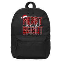 Merry and Bright Buffalo Plaid Red Santa Hat Christmas Xmas  16 in Basic Backpack