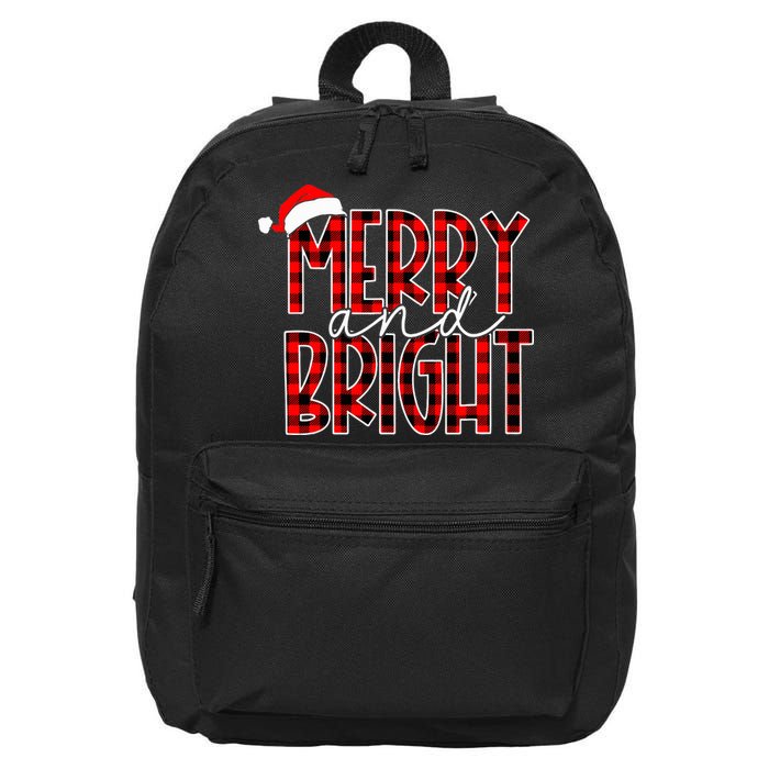Merry and Bright Buffalo Plaid Red Santa Hat Christmas Xmas  16 in Basic Backpack