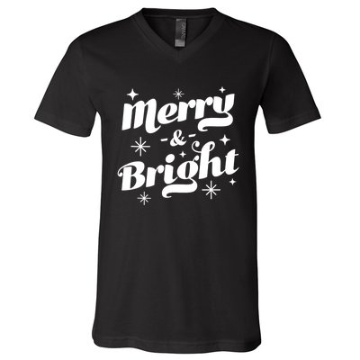 Merry And Bright Cute Red Matching Family Christmas Pajama Tank Top V-Neck T-Shirt