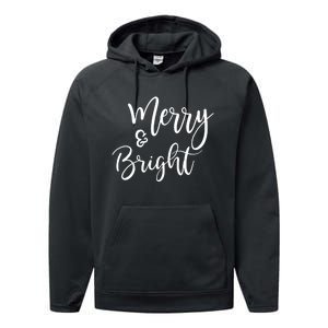 Merry And Bright Christmas & Teachers Holiday Xmas Long Sleeve Performance Fleece Hoodie