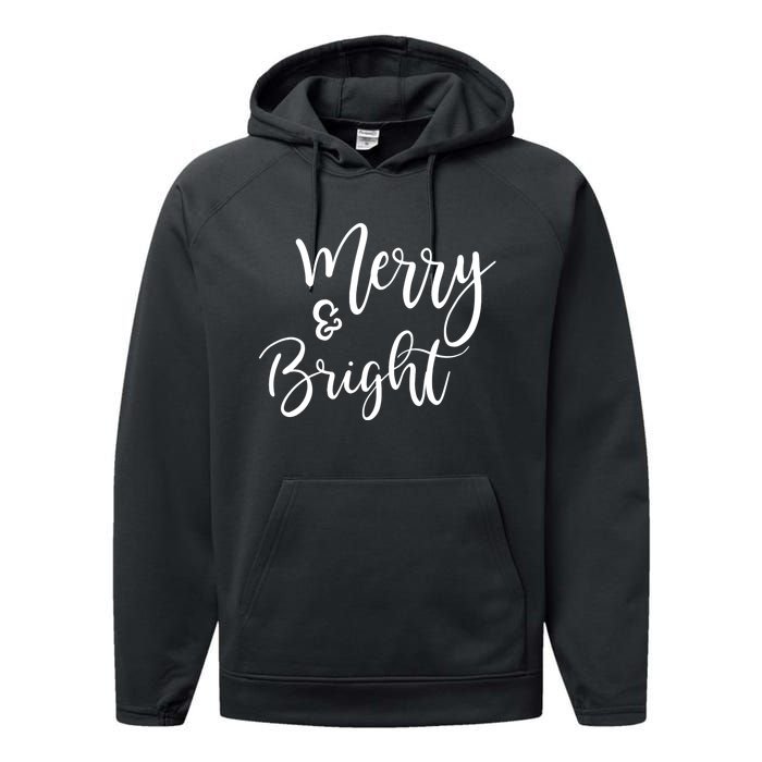 Merry And Bright Christmas & Teachers Holiday Xmas Long Sleeve Performance Fleece Hoodie